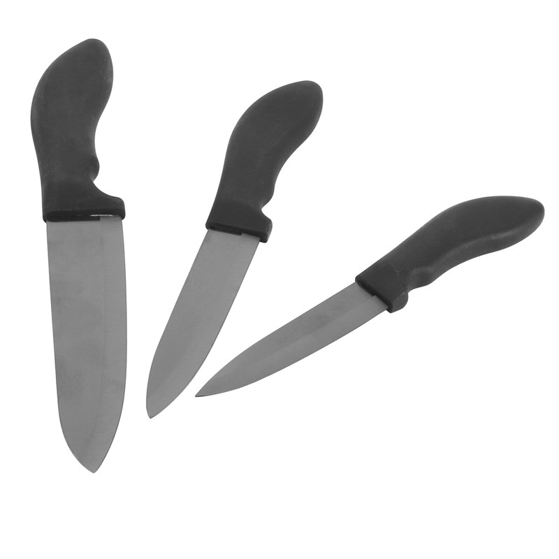 3Pcs Fruit Knife with Ergonomic Handle Black Blade Ceramic Cooking