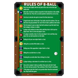 8 Ball Billiard Rules 8 Ball Billiards Pool Table Room Decoration Metal Tin Sign Wall Sign Home Bedroom Coffee Shop Sign Vintage Plaque Kitchen Home Wall Decor 8x12 Inch