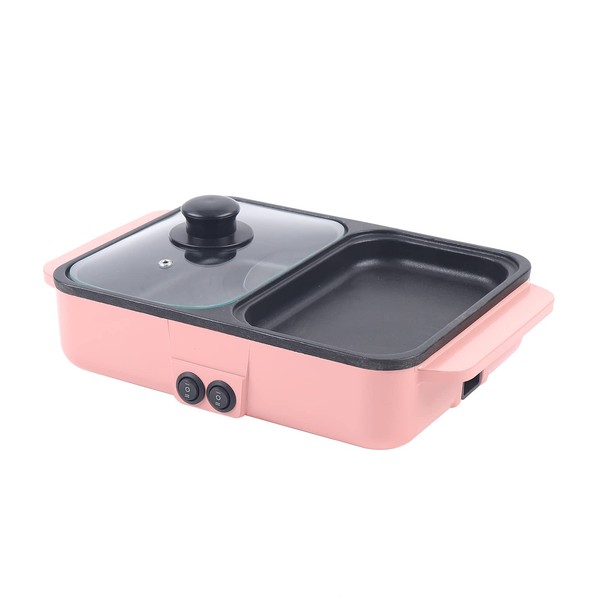 CNCEST Electric Hot Pot with Grill,1200W 2 In 1 Multifunction