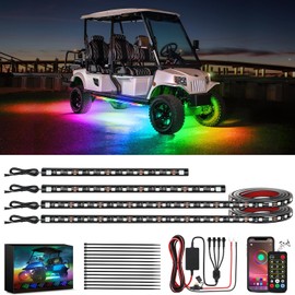 Nilight 4PCS Golf Cart Underglow LED Light Strip Dream Color Multi-Mode Neon Accent Lighting Kit APP and Remote Control Sound Active Music Sync IP67 Waterproof 12V-65V Input for EZGO Yamaha Club Car