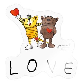Spreadshirt Janosch Tiger and Bear Love Sticker, Max. 10 x 10 cm, 10 x 10 cm, Glossy Transparent