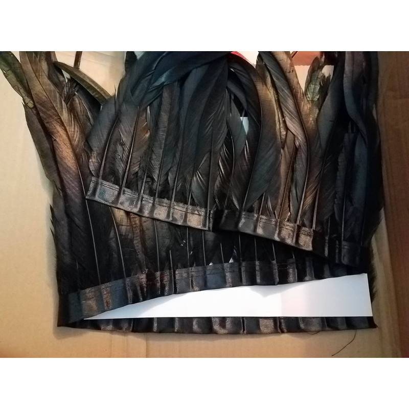Sowder 1 Yard Black Rooster Feather Fringe Trim 25-30cm Wide