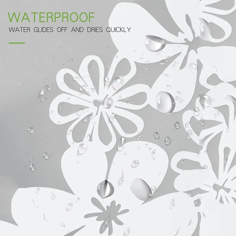 Startseite Long Shower Curtain - Flower Semi-Semi-Transarent Thin Shower Curtain
