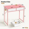 Pinmoco Small Desk with 2 Fabric Storage Drawers, Vanity Desk
