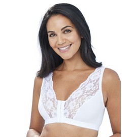 Eden House Ladies Cotton Lace Front Fastening Magic Bra White 18