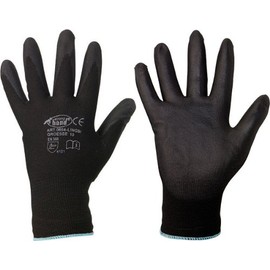 12 Pairs of Mechanical Gloves PU Coated Black Size 6-11 (M)