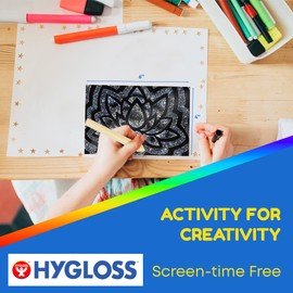 Hygloss Products Fun, Black Matte Scratch Art Set for Kids, Kit Includes 100 Silver Holographic Papers, 4 x 6 Inches and 20 Wooden Stylus Sticks