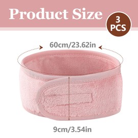 WUSJCOF 3 Stück Verstellbare Kosmetik Haarband Damen Mit Klettverschluss, Schminken Spa Stirnband Frottee Abschmink Für Gesicht Waschen Sport Yoga (Grün, Rosa, Weiß)