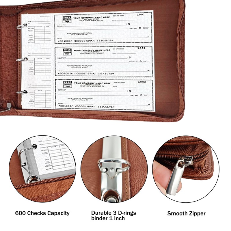 LLi Cufite 3 Rings Check Binder for End-Stub Deskbook Checks,