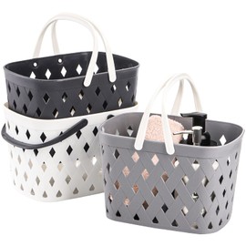 Hacaroa 3 Stück Tragbare Dusche Caddy mit Griffen, Kunststoff Tote Storage Basket Toiletry Organizer Bin für die Aufbewahrung von Seife, Shampoo, Kosmetik, Bad, College Dorm, Küche, Camp, 3 Farben