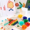 Wooden Peg Board Beads Game Educational Rainbow Clip Beads Puzzle