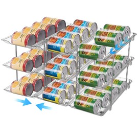 Can Organizer for Pantry, Clear 3-Tier Storage Rack, Stackable Beer and Beverage Can Holder, Transparent Can Dispenser, Flexible Modular Setup, Easy Installation