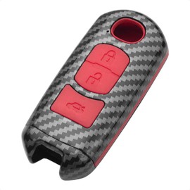 TANGSEN - Funda para llave inteligente compatible con Fiat 124 Spider para Mazda 3 6 CX-5 CX-7 CX-9 MX-5 Miata para Scion IA para Toyota Yaris IA 2 3 4 botones sin llave, cubierta de fibra de carbono,