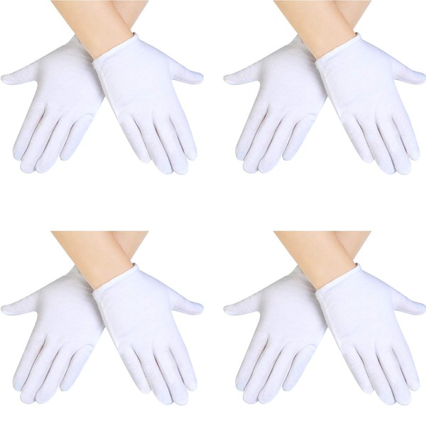 4 Pairs White Kids Costume Gloves Dress Cotton Gloves Short Formal Gloves for Boys and Girls
