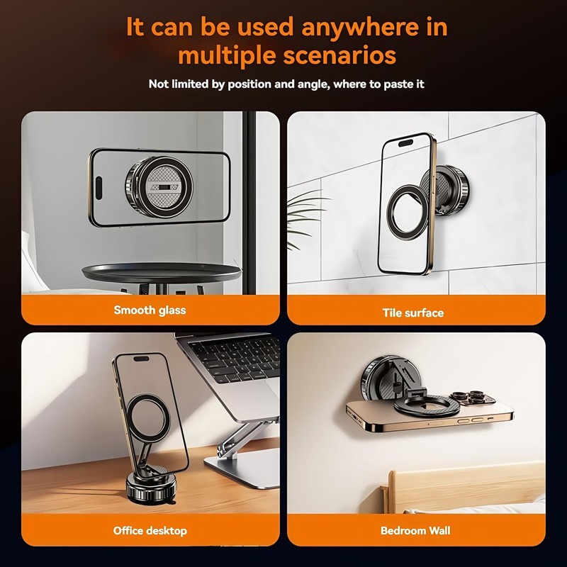 Magnetic Suction Phone Holder,2025 Upgraded Vacuum Strong Suction Car Phone