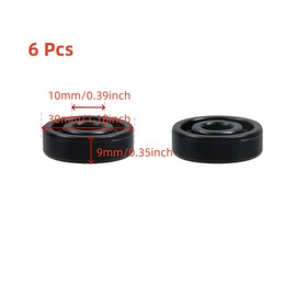 Oedema 6 Pcs Steel High Speed Bearings Deep Groove 3/8 x 1-3/16 x 3/8 Inch Ball Bearing for Electric Motors, Wheels, Household Appliances and Garden Machinery, Black