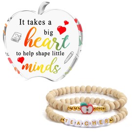 Teacher Appreciation Gifts Ideas, Teacher Graduation Gifts Bead Bracelets Engraved Desk Decor for Women Christmas Thanksgiving Table Decor Thank You Jewelry