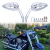 8mm/10mm Rearview Side Mirrors Chrome Skull Teardrop for Harley Dyna