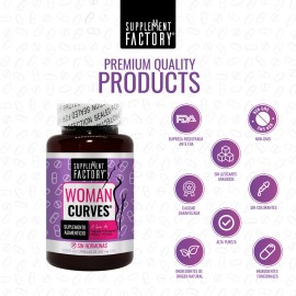 Supplement Factory Woman Curves Mejora y Aumenta tu Busto y Glteos 60 Cpsulas, con Ingredientes de la  Alta Calidad                                   