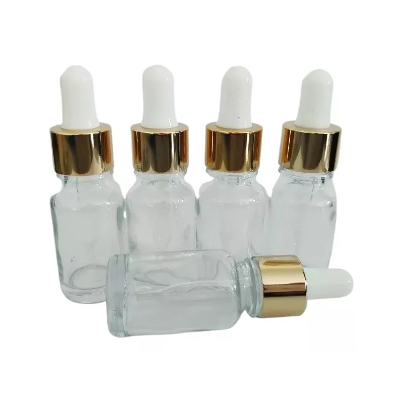 Meliars Frasco Gotero 10 Ml Cristal Bulbo Dorado ( 35