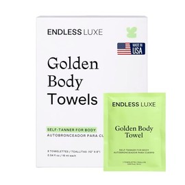 Endless Luxe - Golden Body Towels - Self Tanning Towelettes - Toallitas Autobronceadoras Corporales - Todo Tipo de Piel - Toasty Tan, Bronceado Medio Oscuro - Hidratantes Y Veganas - 8 Unidades, 16 ml C/u - GBTJ24