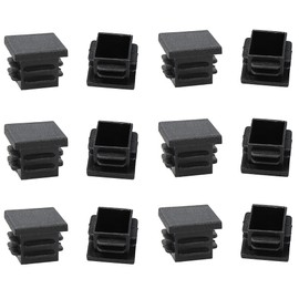PDETVEO 12 PCS 3/4 Inch Square Plastic End Caps, Black Chair Leg Plugs, Furniture Feet Protectors for Tables, Pipes, Non-Slip Floor Protectors, Tube End