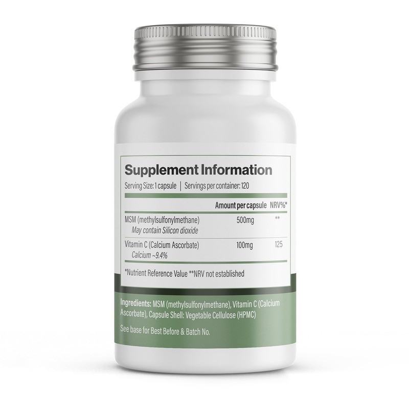 Vitadefence MSM & Vitamin C Supplement, 120 Capsules, 600mg per