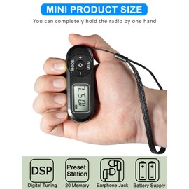 ZHIWHIS - Mini radio FM portátil, visualización digital estéreo, visualización LCD, sintonizadora de bolsillo para walkmen transistor receptor de conferencia con auriculares, radio de bolsillo pequeño operado por pilas AAA para caminar/correr