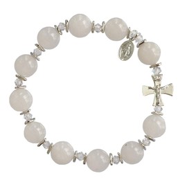 Sine Cera Rosary Bracelet White Jade 10mm, One Size, Genuine White Jade
