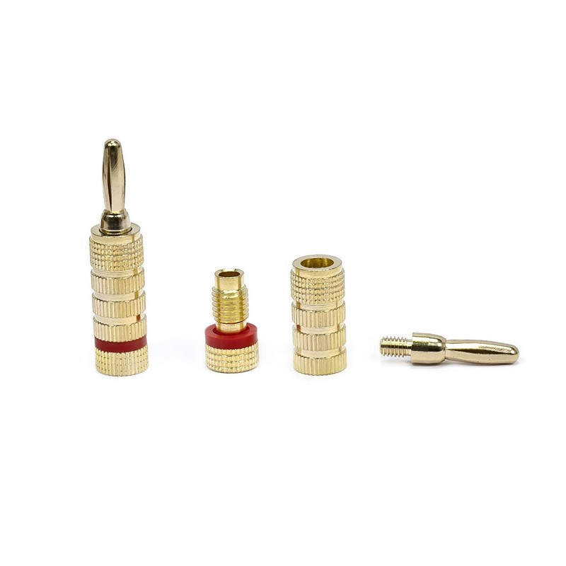 Monoprice 24k Gold Plated Speaker Banana Plugs, Closed Screw Type