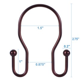 24 Pack Double Shower Curtain Hooks Rings, TENOVEL Double Sided Shower Curtain Hooks Rust Proof for Shower Curtain, Stainless Steel Bathroom Shower Hangers Rings for Shower Rods-Red