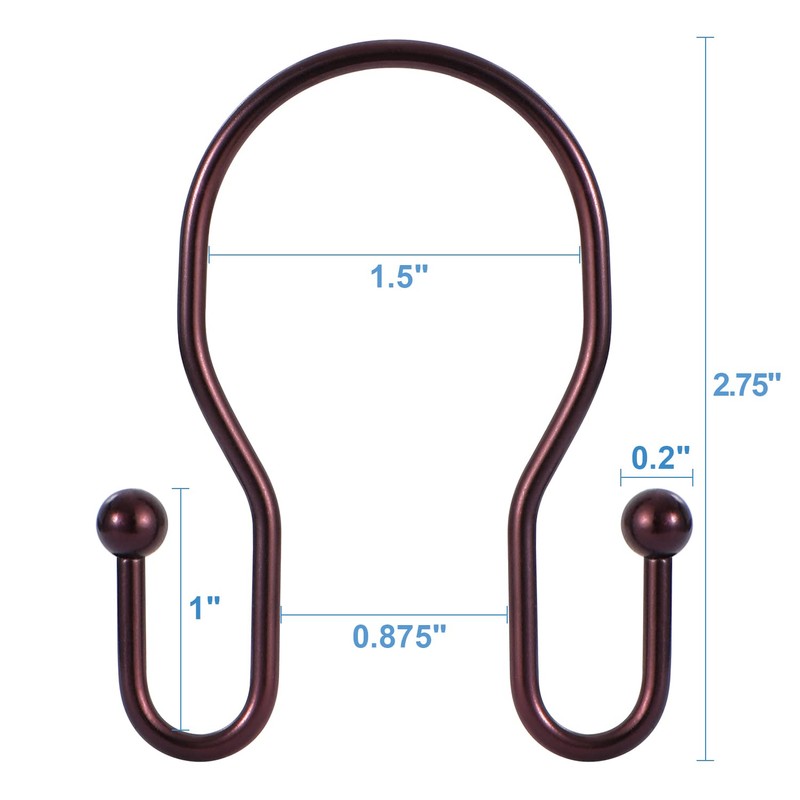 24 Pack Double Shower Curtain Hooks Rings, TENOVEL Double Sided