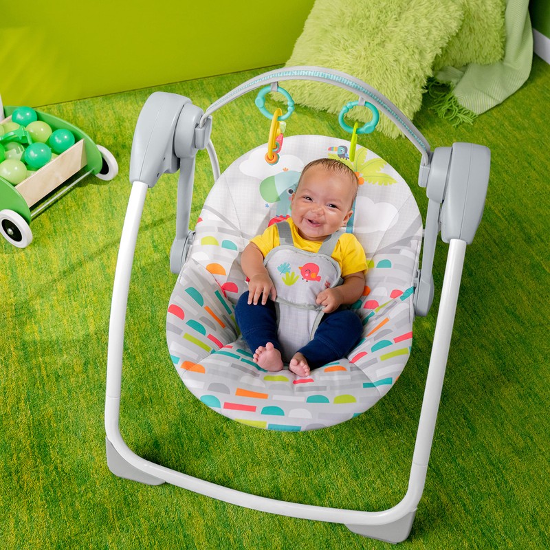 Bright Starts Playful Paradise Portable Compact Automatic Baby Swing with