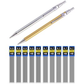 KGDUYC Mechanical Pencil - 2 pcs Mechanical Pencil - 0.5/07 mm, 10 Tubes 120 Pieces Pencil Lead HB Lead Pencil, Mechanical Pencil for Sketching, Drawing, Writing