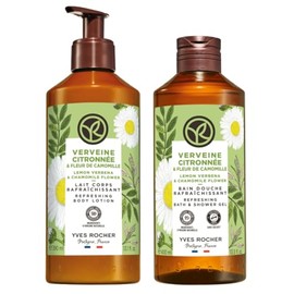 Yves Rocher MAXI SET Corporal aroma Verbena de Limón y Flor de Manzanilla: Crema fluida (390 ml) + Gel de ducha (400 ml)