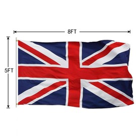 Lixure UK Flag United Kingdom Flag(the Union Jack) 5x8FT (150x240cm) Polyester -Vivid Color and Double Stiched National Flags 100% Polyester Banner witn 2 Brass Grommets