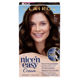 Clairol Nice'n Easy Permanent Hair Dye, 4 Dark Brown Hair Color, 1 Count