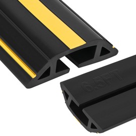 Papillon Heavy Duty Cable Protector - PVC Floor Cord Cover, Easy Unroll Design, Prevents Trip Hazards for Home, Office & Outdoor Use (Black, 6.5ft)