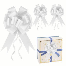 YankMooM 30Pcs Large Pull Bows,White Pull Bows for Gift Wrapping Pull Ribbon Bows Gift Wrap Bows for Gift Wrapping Flower Presents Basket Birthday Wedding Christmas Party