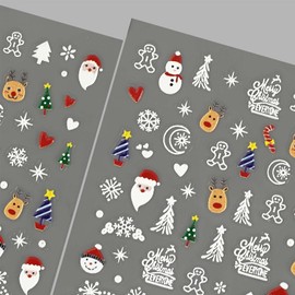 4 Sheet Christmas Nail Art Stickers Snowflake Nail Decals 5D Self-Adhesive Pegatinas Uñas Winter Nail Sticker Snowman Santa Elk Design for Women Manicure Xmas DIY Nail Decorations Accessories