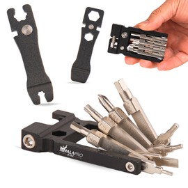 IMPALAPRO Bike Tool Kit Set 20 in 1 Compact and Lightweight (117.5g) Chrome-Vanadium (CRV) - Bike Multi Tool with Chain Breaker - Pocket Tool Kit - Bicycle Repair Kit (Black)