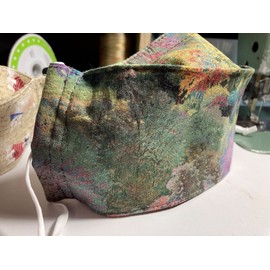 Taylor - Origami/3D Structured Fabric Face Mask - 4 Layers - Washable - Nose Strip - Filter Pocket - Soft Elastic - Ribbon Lanyard - Forest Cotton Print (Small, Youth or Petite)