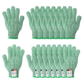 PATIKIL Cut Resistant Gloves, 8 Pair Level 5 Protection Anti Cutting Gloves Cut Proof Gloves for Kitchen Wood Carving Working, Large, Green