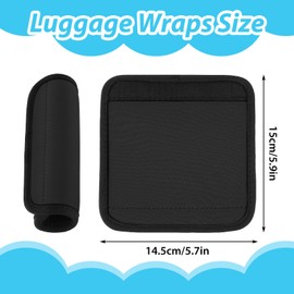 2 Pack Luggage Handle Wraps for Suitcase, Bright Color Comfort Soft Handle Covers Suitcase Luggage Handle Wrap Luggage Tag Wraps Travel Accessories (Black)