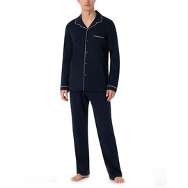 Schiesser Men's Short Pyjamas with Buttons Warmer Cotton - Fine Interlock, Dark Blue_179296