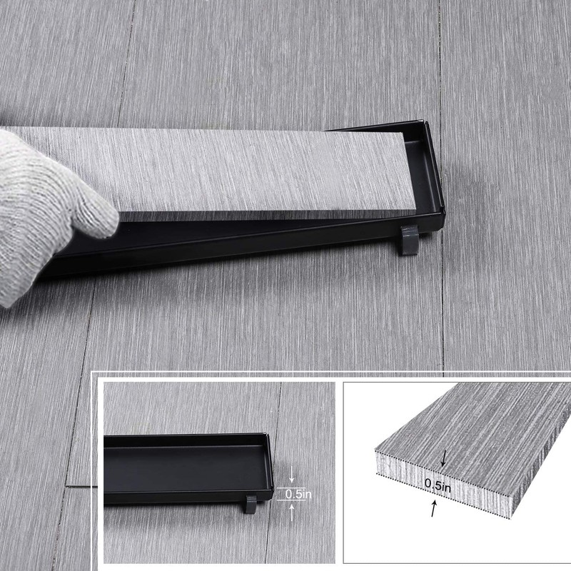 EXF Offset Linear Shower Drain 18 Inch Matte Black with