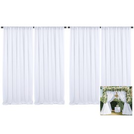 White Wedding Backdrop Curtain 4 Panels 10ft x 5ft Chiffon Fabric Curtains Backdrop Drapes for Photography Props Wedding Arch Bridal Shower Home Decoration (2 Pack 10ft by 10ft)