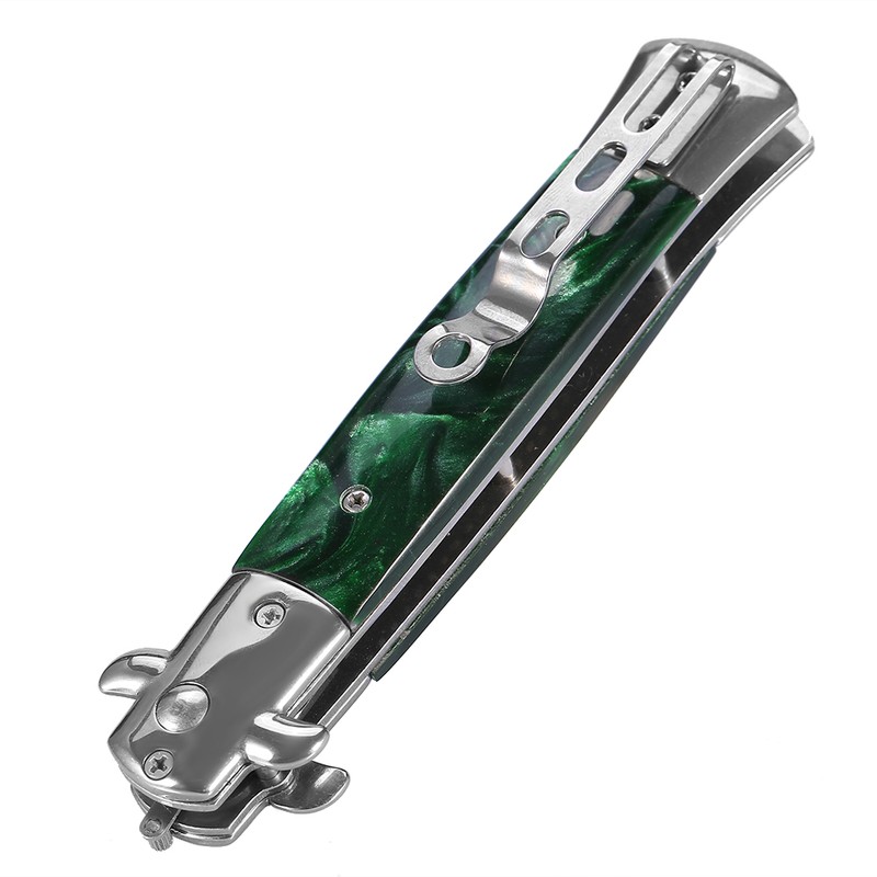 1PC Stainless Steel Switchblade Spring Pocket Oil Hair Comb Foldable
