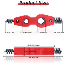 4 in 1 Copper Tubing Brush, 1/2 in and 3/4 in Copper Pipe Cleaner, Stainless Steel Copper Tubing Wire Brush Cleaning Inside and Outside Thread, for Plumbing Installation, Soldering, Copper Pipes