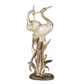 Touch of Class Pretty Pose Double Crane Metallic Table Sculpture - Ivory, Gold, Copper - Bird Figurine for Bedroom, Living Room, Dining Room, Home Office - Capiz Shell Look